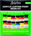 Angelus Neon Acrylic Leather Paint Set – 12 Vibrant Colors, 1 oz Each – Non-Toxic Leather, Canvas, Wood Paints for Customization and — 4