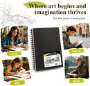 Conda 8.5"x11" Hardbound Sketch Book, 80-Sheets 90gsm Double-Sided Hardcover Sketchbook, Spiral Sketch Pad, Durable Acid Free Drawing Art Paper for Adults | 8.5"x11" 1 Pack | Black — 8