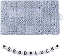 1400pcs Letter Beads, 4x7 mm Acrylic Alphabet Beads, Beads for Jewelry and Bracelet Making, in 28 Grid Box (White… — 1