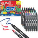 Sharpie Creative Markers, Combo Pack, Water-Based Acrylic, Bullet & Brush Tips, Assorted Colors Including Earth Tones, 24 Count - Works on Paper, Metal, Wood, Ceramic, Glass, Rock, Canvas | 24 Count Bullet and Brush Tip — 1