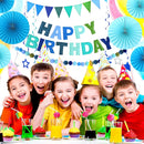 CANREVEL 17 PCS Pre-Strung 3D Blue Happy Birthday Banner, Blue Streamers | Blue + Streamers — 6