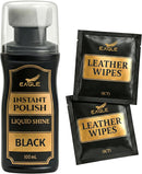 Eagle Liquid Shoe Polish Instant Shine – Quick-Dry Leather Polish with Built-In Sponge Applicator & 2 Cleaning Wipes | Black — 1