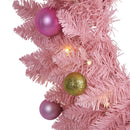 Nearly Natural 24 in Pink Artificial Christmas Wreath with 35 LED Lights — 3