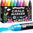Window Chalk Markers for Glass Washable, 10 Colors Jumbo Liquid Chalk Marker with 10mm 3 in 1 Nib Thick Wide Tips, Big Chalkboard Markers, Car Paint Pen for Auto, Bistro, Mirror, Poster, Blackboards | Neon - 10mm 10Pack — 1