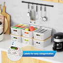 Anysig 8 Pack Plastic Storage Bins with Bamboo Lids, 5.2 QT Stackable Bins — 5