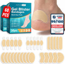 Premium 60 PCS Hydrocolloid Gel Bandaids Blister Bandages for Feet – Waterproof Protection Comfort Care Pads Heel Toe Foot Cushions Hiking Running Essentials Runners Hikers Gifts Travel Size 1