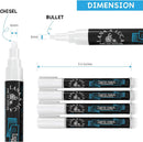 LANA & LUCA White Liquid Chalk Marker Pens - 6mm and 3mm, 3 of each | 6 Count (Pack of 1) — 6