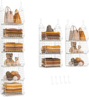 X-cosrack 6 Tier Closet Hanging Organizer, Clothes Hanging Shelves with 4 Hanging Hooks 5 S Hooks, Wire Storage Basket Bins, for Clothing Sweaters Shoes Handbags Clutches Accessories Patent — 1