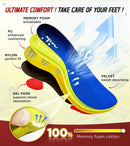 240+lbs Plantar Fasciitis Relief Insoles Men Women High Arch Support Insert - Blue — 3