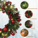 4-Pack Solar Christmas Wreath, 24 Inch Pre-Lit Christmas Door Wreath with Solar Powered LED Lights Green Pine Red Berry Glitter Branches Party Ornaments for Home Xmas Holiday Decor — 3