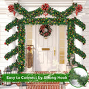 Christmas Garland, 12FT Prelit Christmas Garland with 100 LED Lights, Greenery Xmas Garland with 20 Pine Cones 90 Red Berry Christmas Decoration for Indoor Outdoor Home Mantel Fireplace — 7