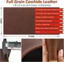 Genuine Leather Tooling Sheets 1.8-2.0MM Thick Genuine Top Full Grain Oil Tan Crazy Horse Cowhide Leather Sheets for Crafts Tooling Sewing Wallet Earring Hobby (Dark Brown, 6"x12") — 2