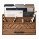 BLU MONACO | Wooden Mail Organizer with Drawer and Compartments | Mail Sorter Organizer Countertop for Desk Entryway | Outgoing Mail Holder Wood Desktop File Storage — 1