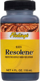 Fiebing's Acrylic Resolene (4 Ounce, Black) - Protective Acrylic Leather Finisher - Flexible, Water Resistant Top Coat for Dyed Boots, Couch, Purse — 1