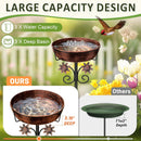 3" Deep Metal Bird Bath for Outside, Removable 12" Dia Vintage Bird Baths Bowl…