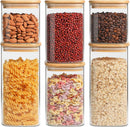 ComSaf Glass Pantry Storage Containers (0.7Qt/1.2Qt/1.6Qt) Set of 6, Square