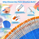 162 Pcs Paint Brushes Bulk, Round Flat Tip Acrylic Paint Brushes Set for Kids Classroom Crafts Oil Watercolor Canvases Face Painting Touch Up — 3