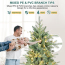 6 FT Prelit Artificial Skinny Christmas Tree,Blue Spruce Slim Pencil Xmas Tree with 1205 PE&PVC Mixed Branch Tips and 300 UL Listed Clear Lights,Hinged Pine Tree with Metal Stand for Home Office Décor — 2