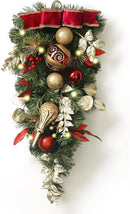 Valery Madelyn Pre-Lit Christmas Teardrop Swag 24 Inch Red Gold Decoration — 1