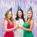 FECEDY 2pcs 3ft x 8.3ft Shiny Corlorful Metallic Tinsel Foil Fringe Curtains Photo Booth Props for Engagement Bridal Shower Bachelorette Baby Shower Bachelorette Holiday Celebration Party Decorations | Multicolor 1 — 6