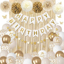White and Gold Birthday Decorations for Women Girls with Butterfly Sticker — 2