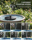 Solar Bird Bath Fountain – 2026 Newly Upgraded 1.4W Solar Pump with 7 Nozzles…
