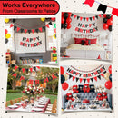 Pre-Strung Felt Happy Birthday Banner Red Black Garland Set | Black Red — 8