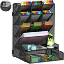 BOHDK Pen Organizer for Desk, Multi-Functional Desk Organizer, Wall Mount Pen Holder with Drawer for School, Office, Home, Art Supplies, Black — 1