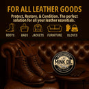 4-in-1 Mink Oil Leather Conditioner Kit – 3.52oz Waterproof Paste with Horsehair Brush, Sponge & Microfiber Cloth – Leather Cleaner & Protector for Boots, Shoes, Jackets, Saddles & Bags — 3