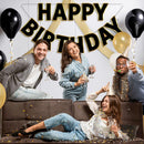 Pre-Strung Happy Birthday Banner - Black Gold Party Decorations — 7