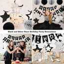 meowtastic Birthday Decorations Happy Birthday Banner with Honeycomb Balls | Black and Silver | Star — 4