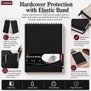 Ankkol Sketch Book 9x12, Top Spiral Bound Sketchbook,100 Sheets_68lb/100gsm | Black | 9"x12" - 1 Pack — 6