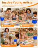 Small Paint Brushes Bulk, 160 Pcs Flat Tip Round Acrylic Paint Brushes for Kids Classroom Acrylic Watercolor Canvas Face Painting Touch Up | Mixed(80Flat+80Fine) — 7