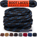 Miscly Round Boot Laces [1 Pair] Heavy Duty and Durable Shoelaces for Boots, Work Boots & Hiking Shoes | Black/Blue — 1