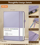 Journal Notebook, A5 Leather Hardcover Blank Sketchbook, 160 Pages, 180° Lay-Flat Binding, 100 GSM Thick Paper, for Sketching, Drawing, Art Journaling & Creative Writing (Purple) | Plain — 6