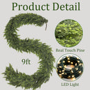 9Ft Christmas Cedar Garland with Lights Christmas Decorations, Real Touch Soft Lush Green Pine Cedar Garland for Mantel Front Door Porch Fireplace Stairs Table Outdoor Indoor Holiday Home Decor — 4