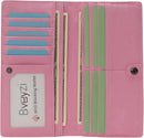 Bveyzi Ultra Slim Thin Leather RFID Blocking Credit Card Holder Bifold Clutch Wallets for Women - Pink - Vegan Leather — 2