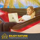Durable Hammock 400 lb Capacity, Nylon Camping Hammock Chair - Double or Single Sizes w/Tree Straps and Attached Carry Bag - Portable for Travel/Backpacking/Beach/Backyard (Medium, Blue & Light Blue) — 5
