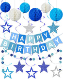 Blue Happy Birthday Decorations, Party Decorations Banners for Men Boys — 1