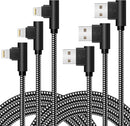 OCEEK 3Pack (3/6/10FT) USB A to Lightning Cable Right Angle [MFi Certified] 1