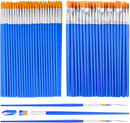 Small Paint Brushes Bulk, Anezus 100 Pcs Flat and Round Pointed Brushes Craft Paint Brushes for Classroom Watercolor Canvas Face Painting | Mixed(50Flat+50Fine) — 1
