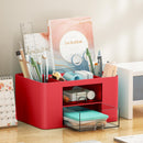 Marbrasse Pen Organizer with 2 Drawer, Multi-Functional Pencil Holder for Desk, Desk Organizers and Accessories with 5 Compartments + Drawer for Office Art Supplies (Red) — 3
