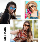 MEETSUN Polarized Sunglasses for Women Men Trendy Retro Square Shades | Blue Mirrored + Light Brown + Tortoiseshell | 54 Millimeters — 3