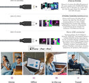 Multi Charging Cable 6FT 2Pack 3 in 1 Long Apple MFi Certified Cable 6