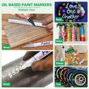 Oil Based Paint Pen, Permanent Paint Marker: Quick-Dry, Waterproof Marker Set of 12 for Rock Painting, Glass, Fabric, Ceramic, Wood, Metal, Mug, Plastic, Stone, Christmas Art Craft Supplies Kit | 12 Colors — 6