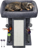 TWDEPART Cat Tree Tower with Cat Scratching Post for Indoor Cats, Activity Centre Climbing Tree with Scratching Board and Playful Toy Balls, Grey — 1