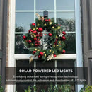 4-Pack Solar Christmas Wreath, 24 Inch Pre-Lit Christmas Door Wreath with Solar Powered LED Lights Green Pine Red Berry Glitter Branches Party Ornaments for Home Xmas Holiday Decor — 2