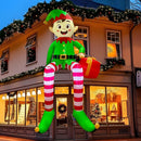 8 FT Christmas Inflatable Outdoor Decorations, Sitting Elf Holding Gift Bag Blow Up Christmas Decorations with Built-in LED Lights for Holiday Party Lawn Garden Yard Outdoor Xmas Decorations — 1
