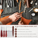 8 Pieces Leather Knife Set, Including Leather Edge Beveler Groover, Cutter Wood Leathercraft Edge Slicker Burnisher Crafting Tools Skiving Knife Leathercraft Accessories — 6