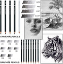 Aenir Charcoal Pencils for Drawing, Set of 22, Professional Drawing Sketch Pencils, Charcoal Art Supplies for Sketching, Shading, Artist Charcoal Supplies for Beginners & Pro Artists. (Pack of 2) | Pack of 44 | Graphite Pencil | Black & White — 3